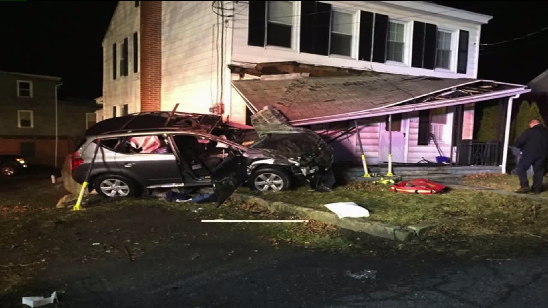 SUV Crashes Into House, Roof of Porch Collapses Near Pottsville