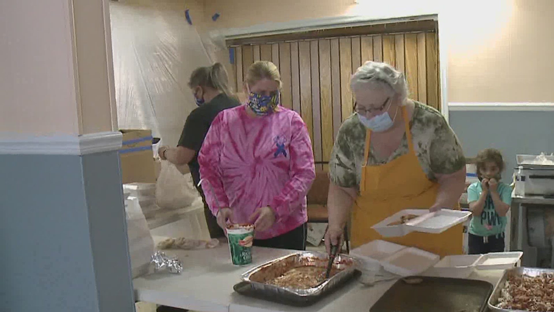 Members of an American Legion Auxiliary doled out hundreds of stuffed shells Sunday in Luzerne County for multiple causes.
