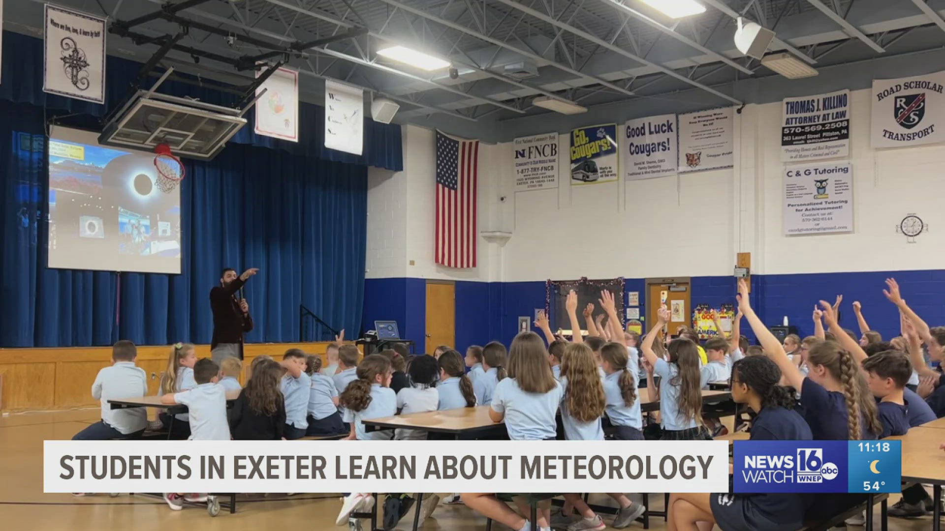 He told students about his career in meteorology and gave a lesson on the recent total solar eclipse.