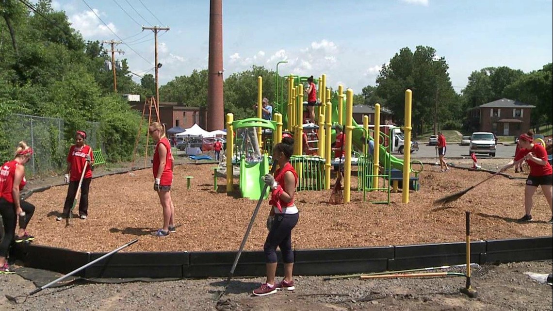 Volunteers Build Playground For Valley View Terrace