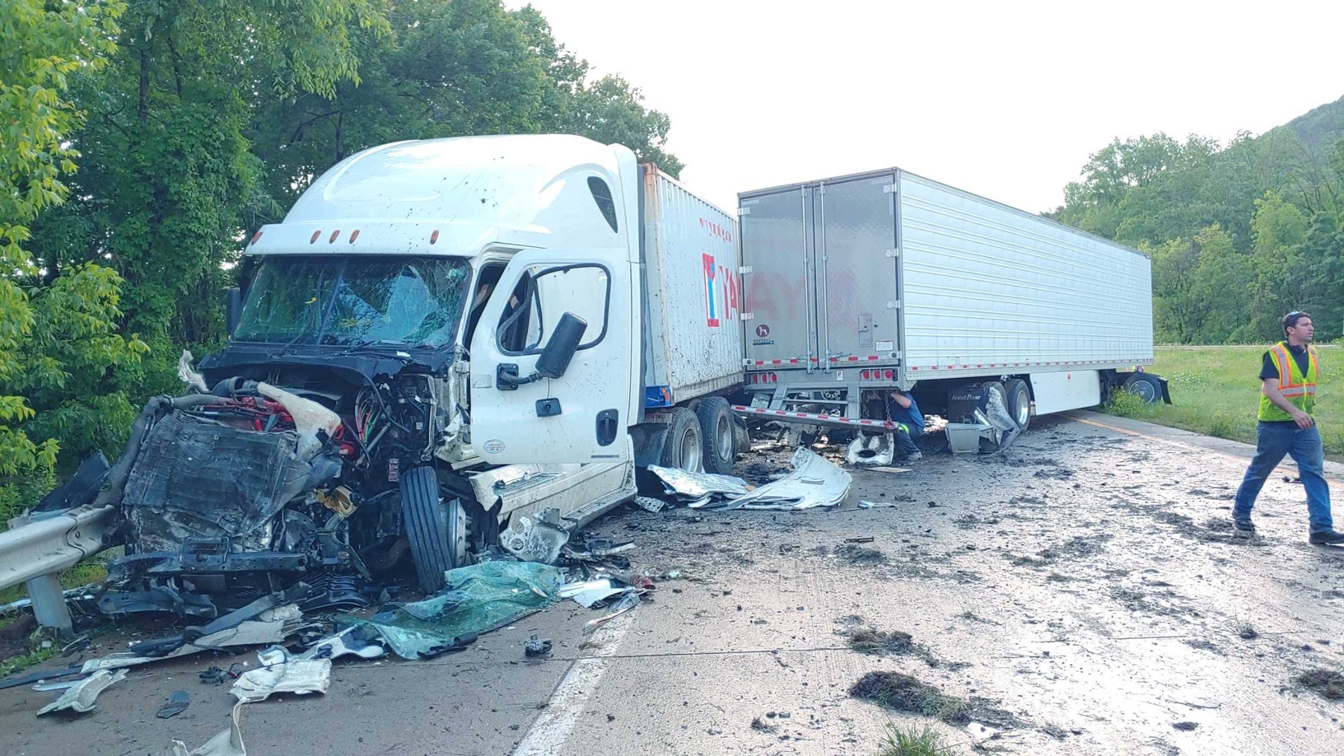 Both westbound lanes of I-80 are closed near the Columbia County/Luzerne County line.