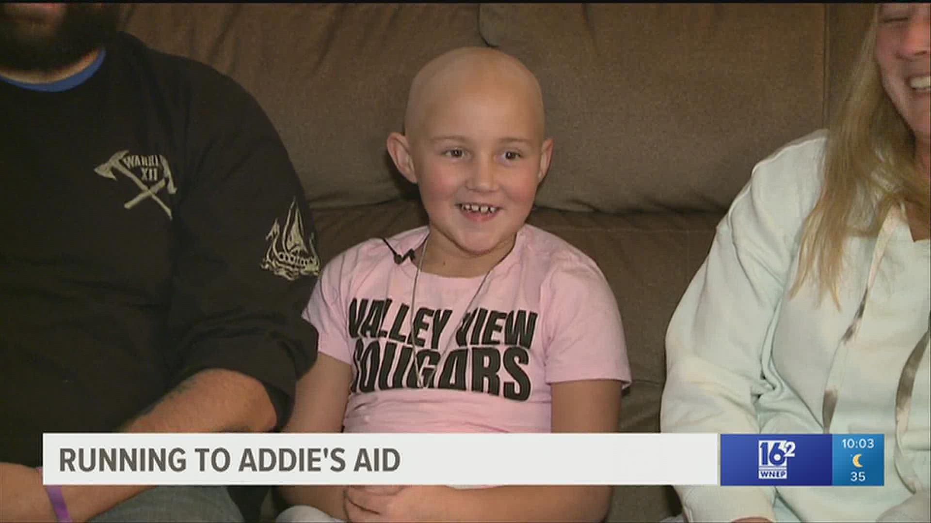 Adaleigh Evans is battling a rare form of cancer and her father's colleagues found a fun way to help raise funds for the family.