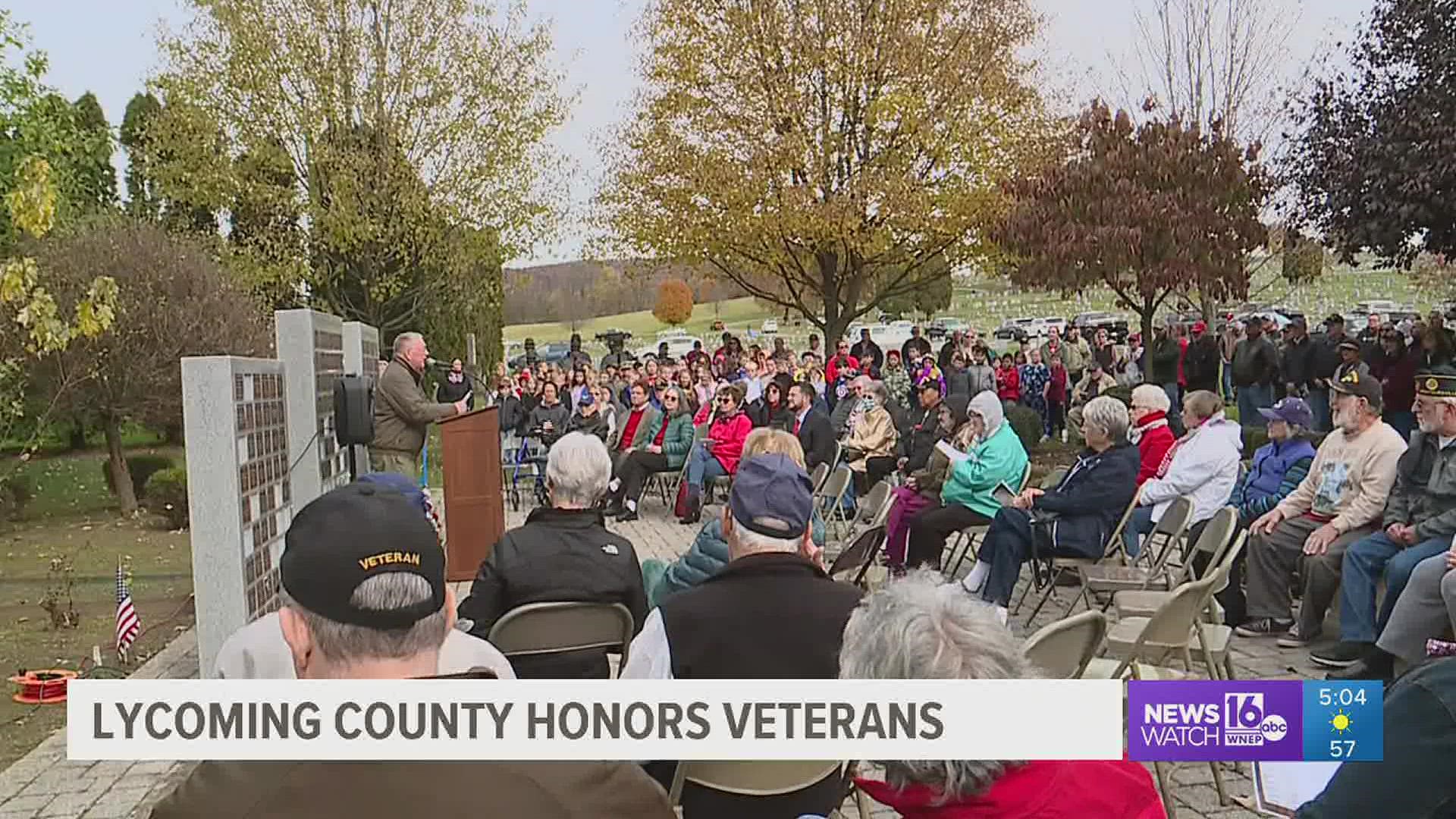 The 11th annual Veterans Day memorial at the Montoursville Cemetery was the biggest turnout in the event's history.