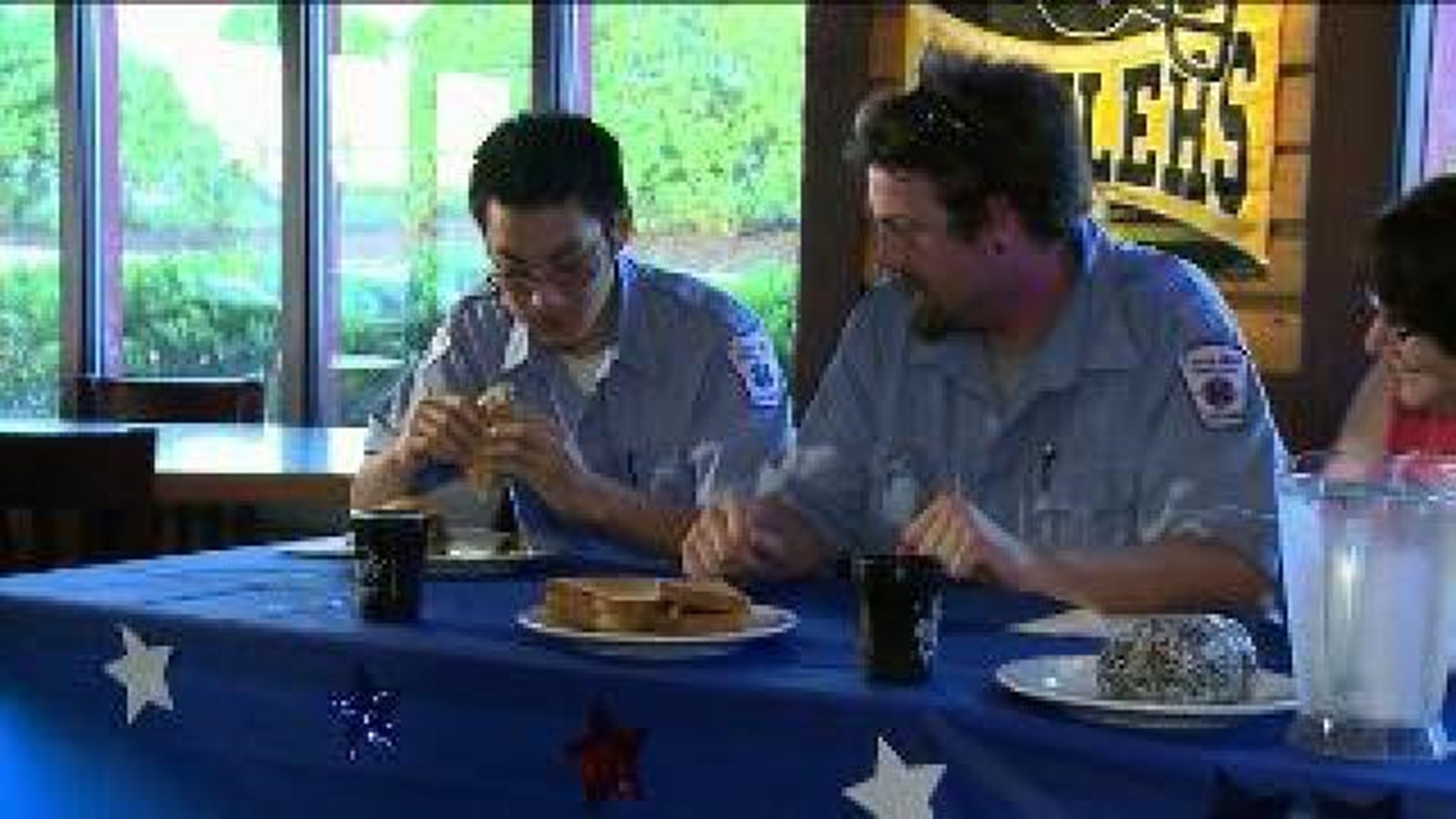 Fire and EMT Chow Down in Burger Battle