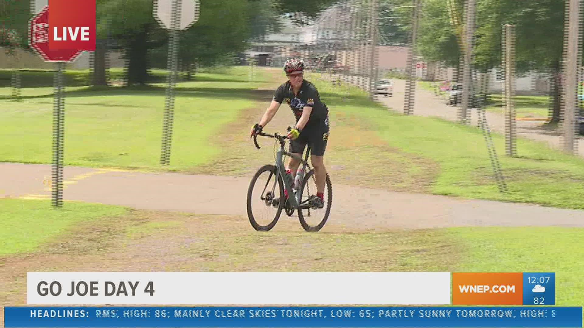 Joe Snedeker arrived in Shickshinny during Newswatch 16 at noon for Day 4 of the ride to support St. Joseph's Center.