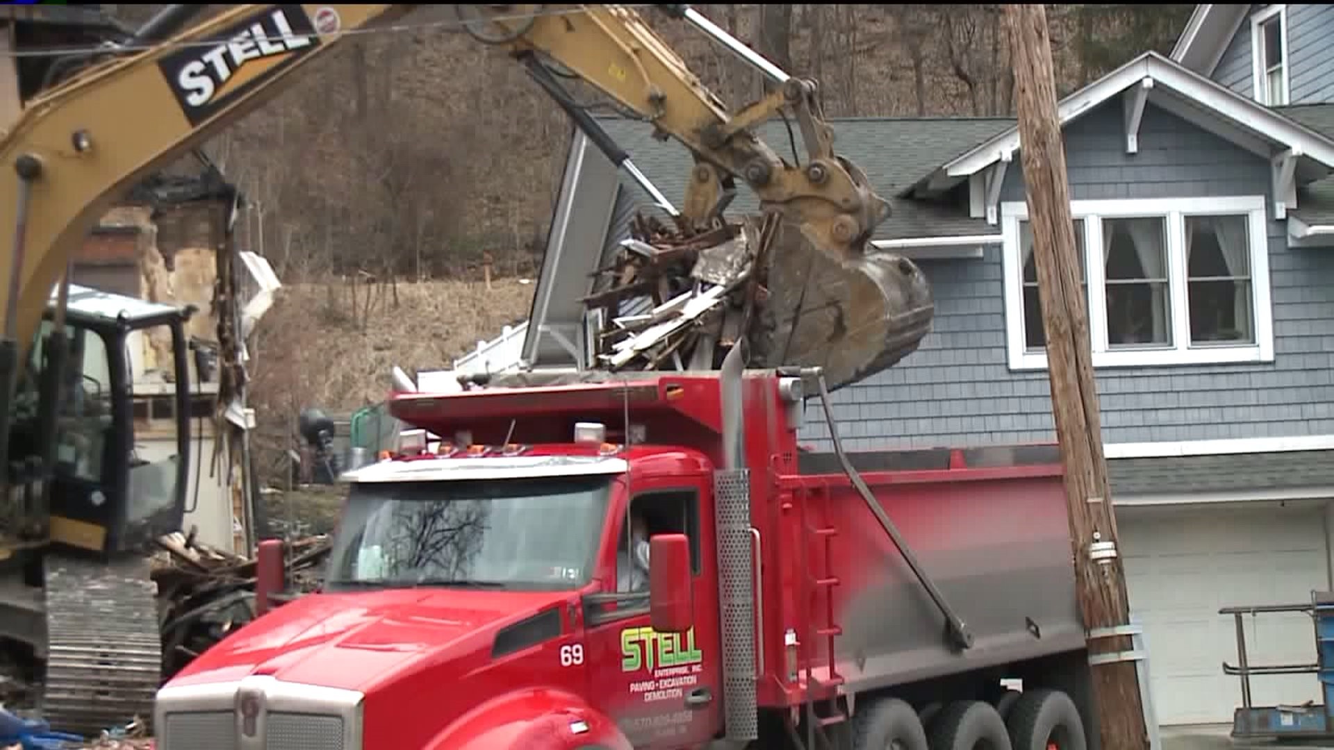 Demolition of Burned Home in Wilkes-Barre