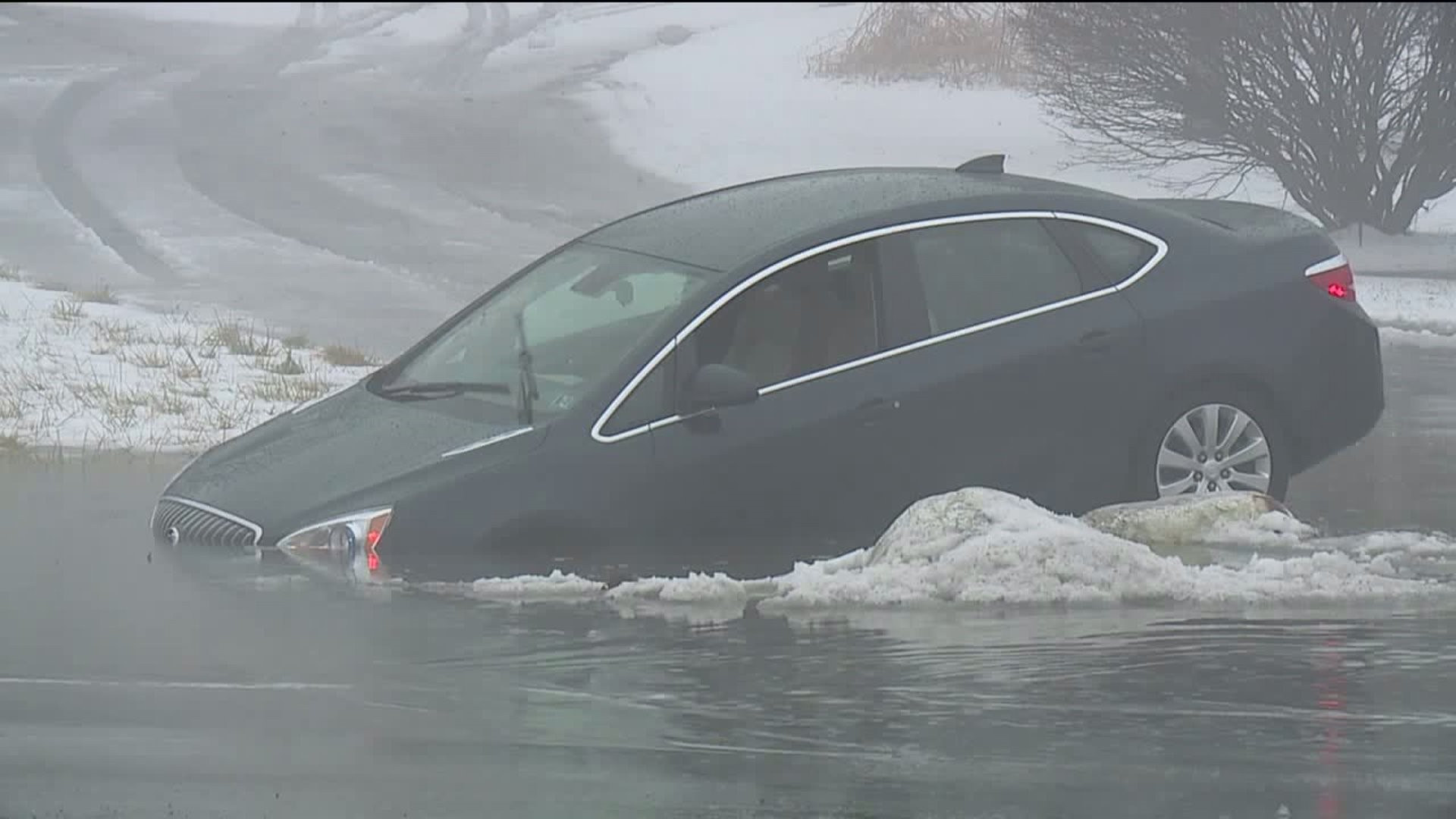 Driver Rescued after Car Goes Underwater