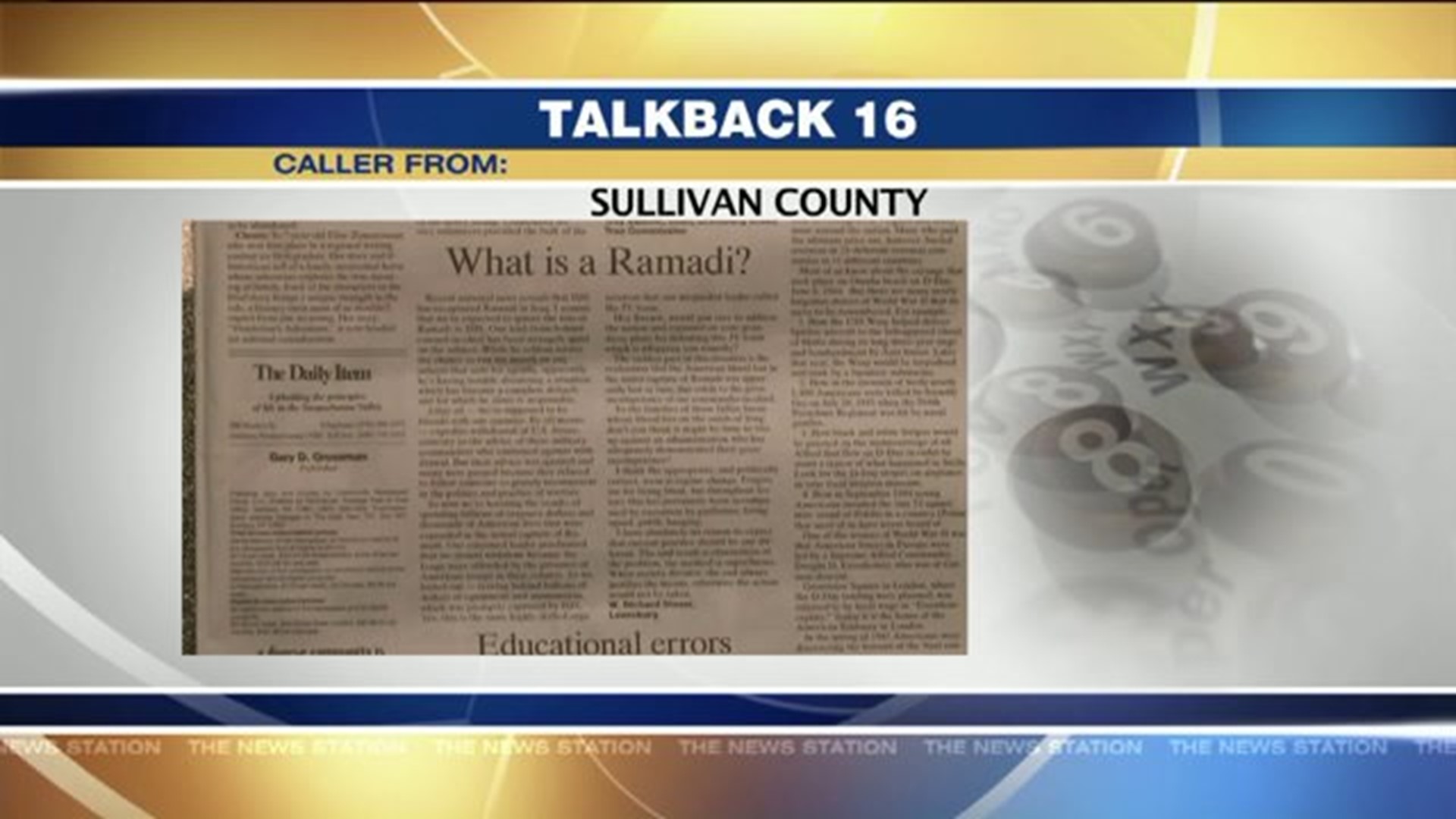 Talkback 16: Letter to the Editor Gets Callers Talking