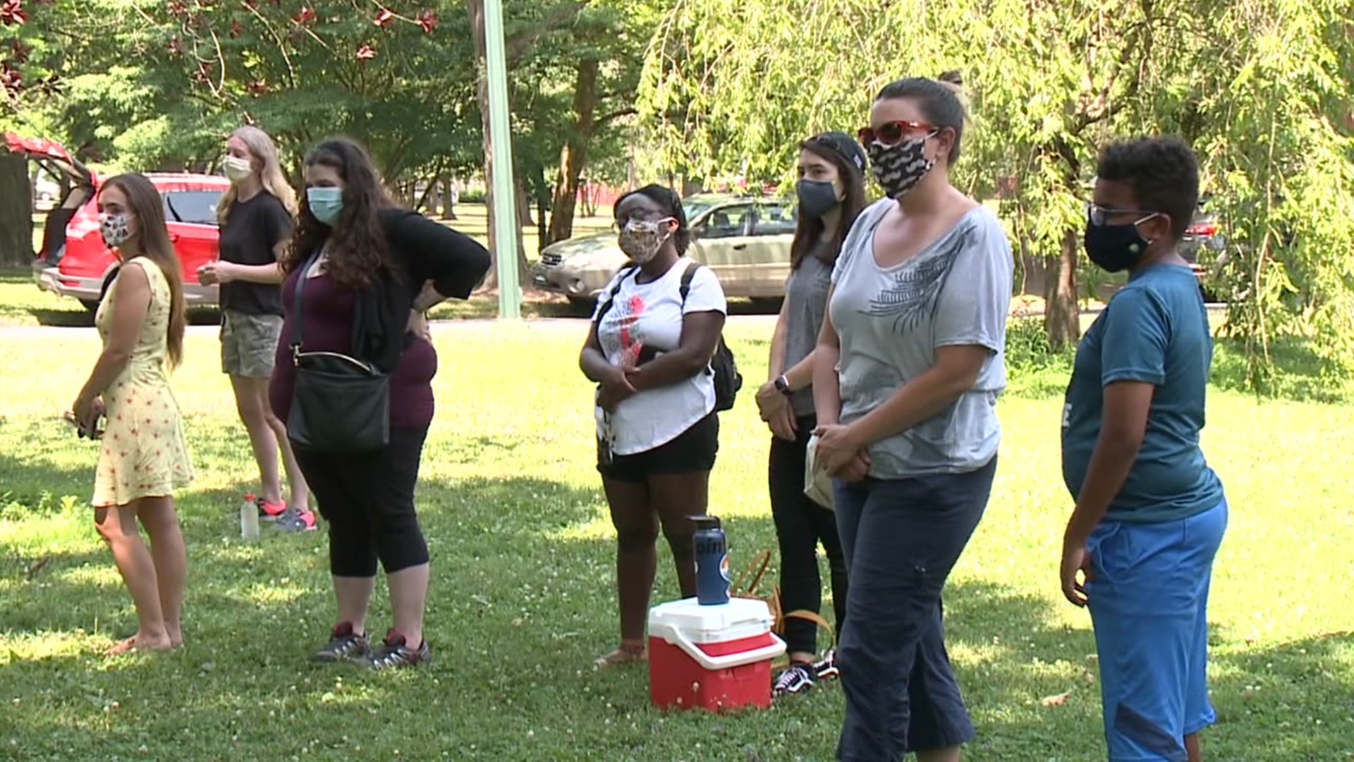 Speakers denounced the actions of Neo-Nazi marchers who marched in Brandon Park the day prior.