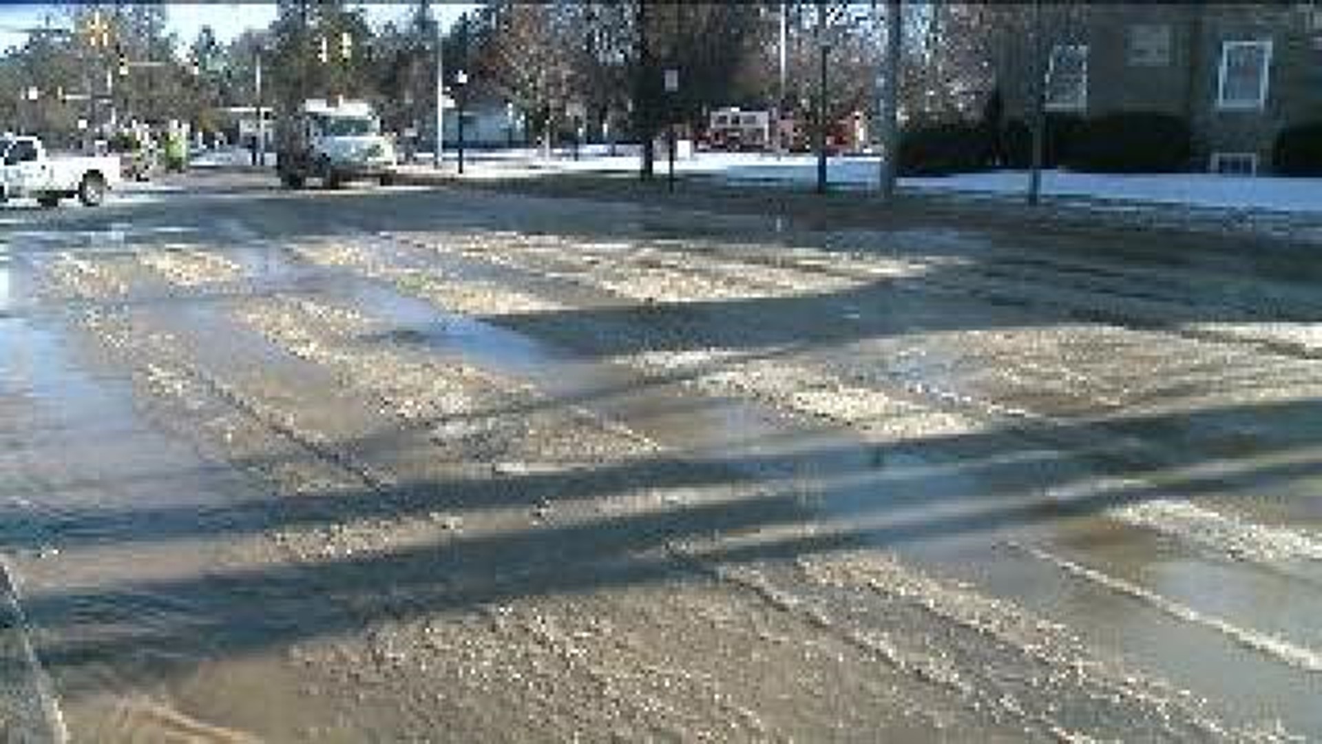 Water Main Break Leads To Icy Mess