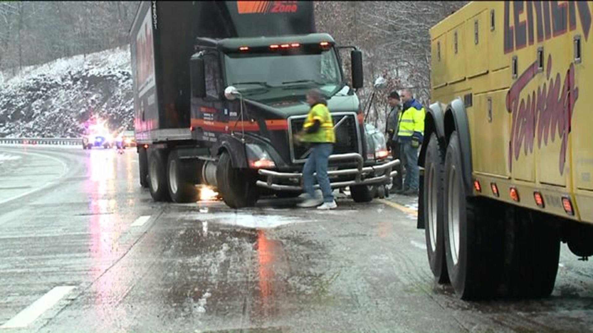 Tractor Trailer Jackknifed on I80 in Luzerne County