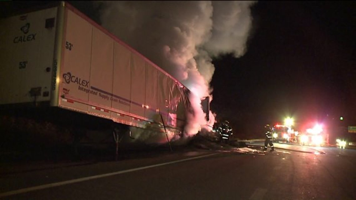 Tractor Trailer Fire Slows Traffic in Luzerne County | wnep.com