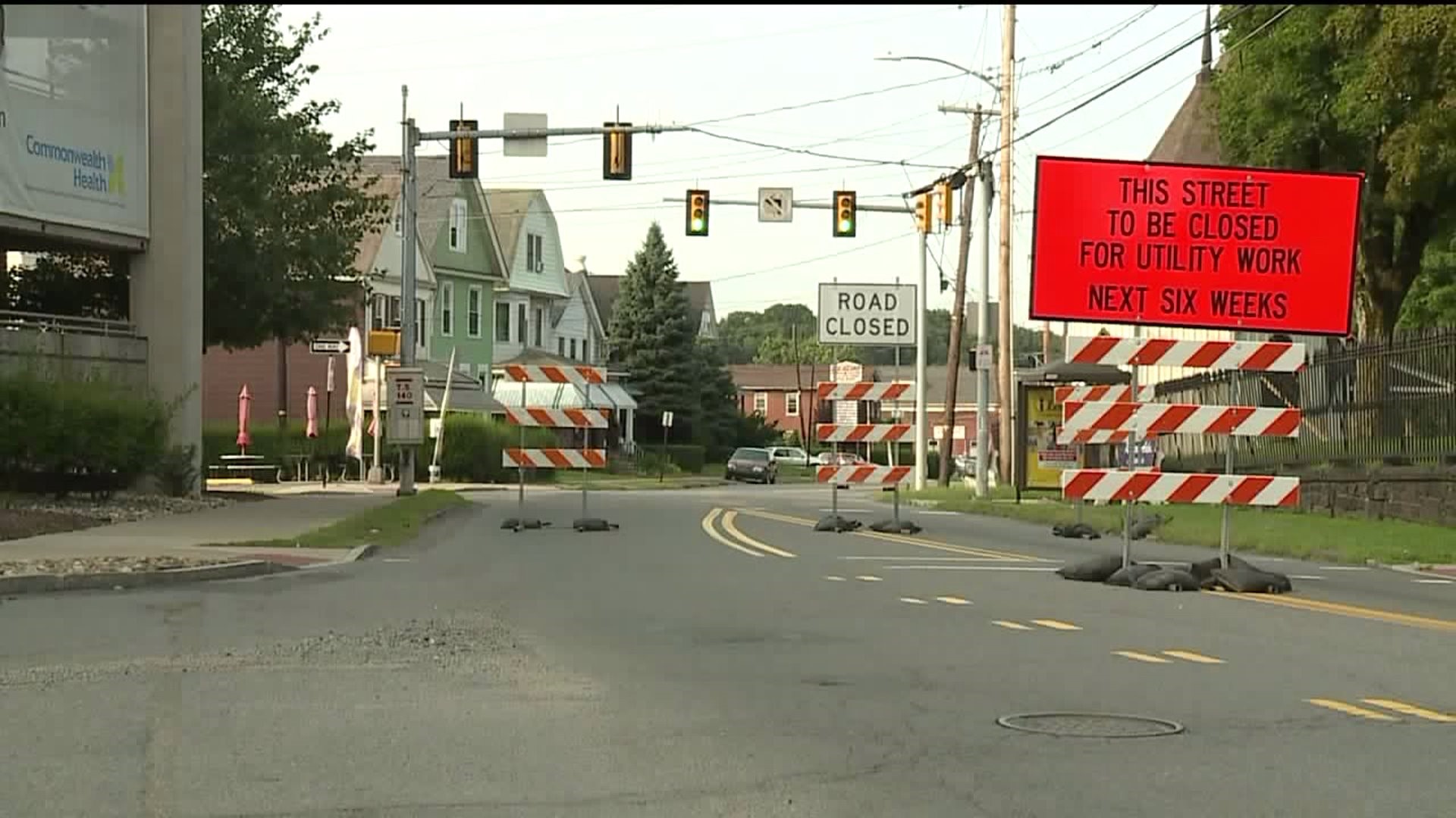 North River Street Near Hospital Closed In Wilkes-Barre