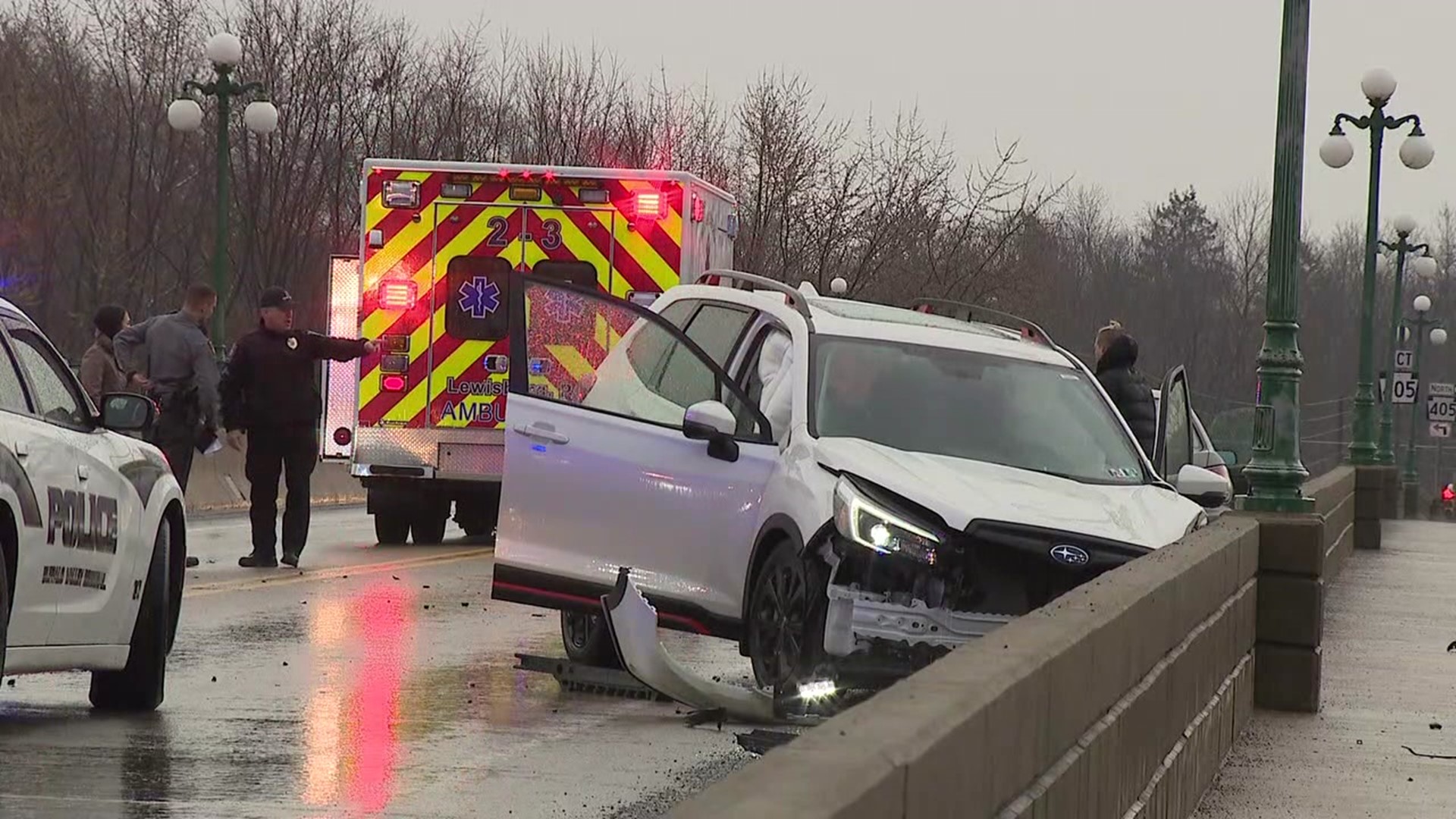 Two cars collided on the Route 54 bridge in West Chillisquaque Township.