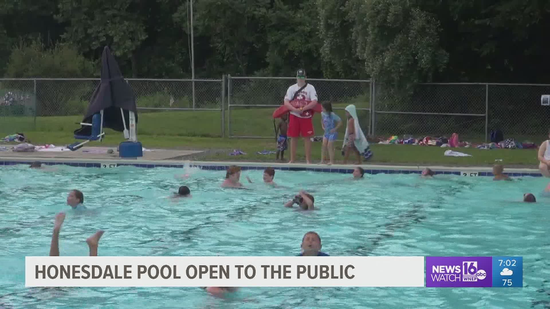 After lifeguard staffing issues, the borough's pool is finally open to the public and swimmers were taking advantage of the summer day.