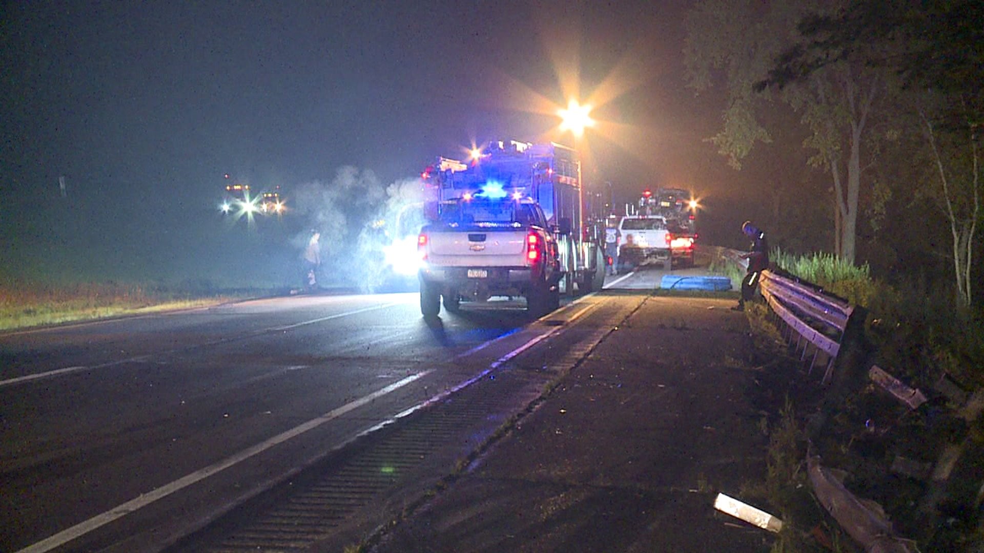 Three Taken to Hospital After Big Rig Hits Tow Truck, Two Cars