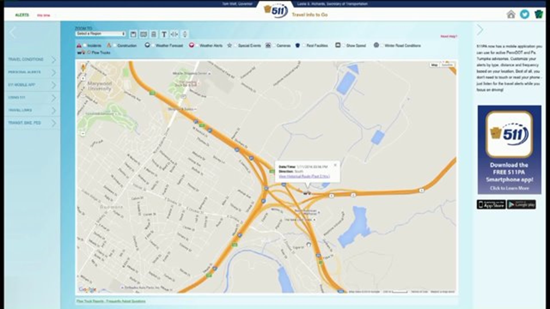 Tracking PennDOT Plows via Website