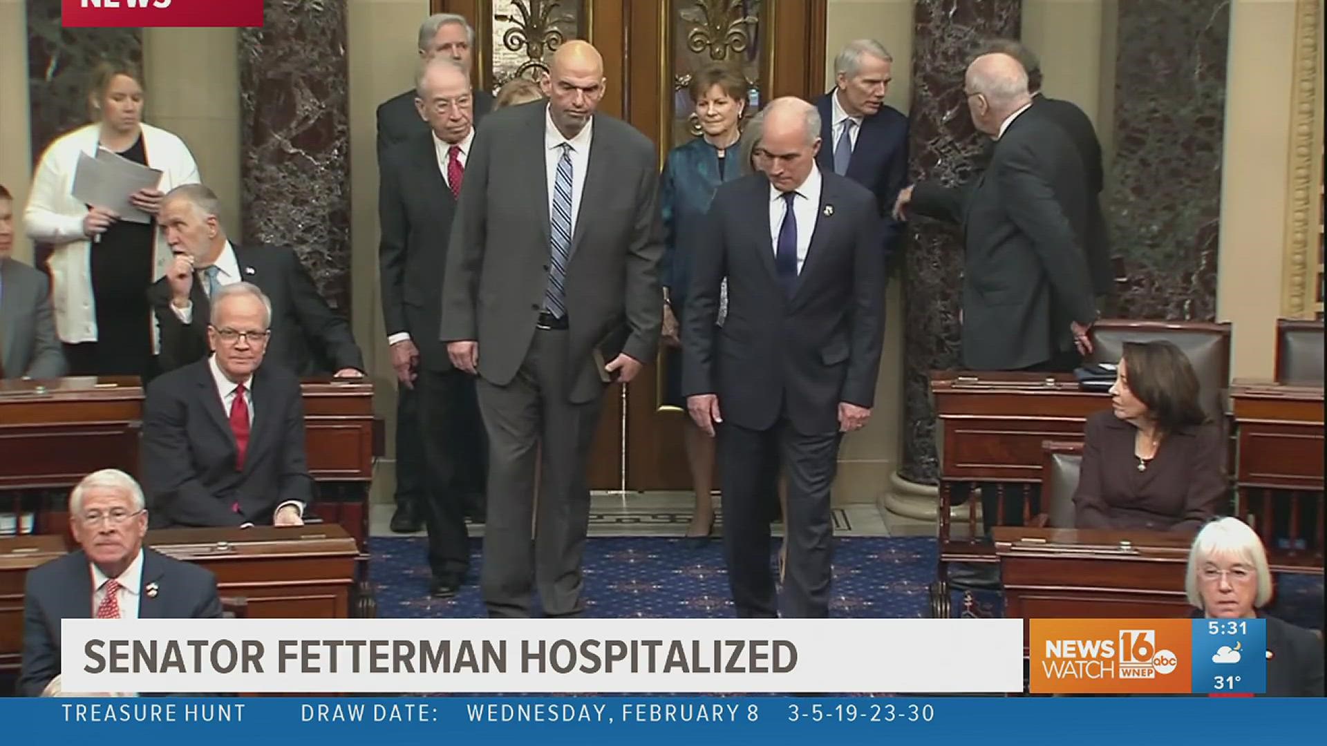 U.S. Sen. John Fetterman has been hospitalized after feeling lightheaded while attending a Senate Democratic retreat.