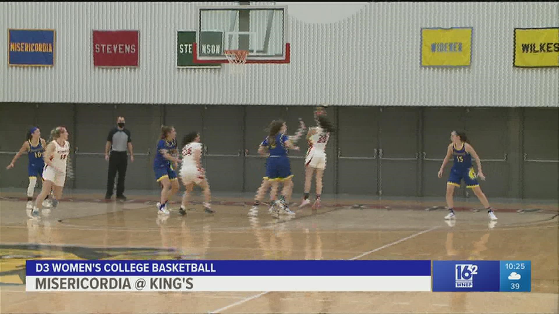 King's pull away from Misericordia 79-61 in D3 Women's College Basketball.