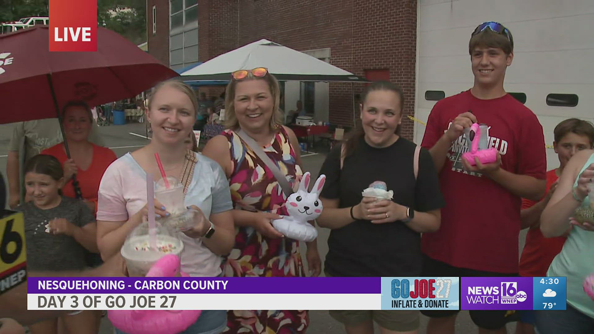 Crowds gather in Nesquehoning in anticipation of Meteorologist Joe Snedeker's arrival on Day 3 of Go Joe 27.