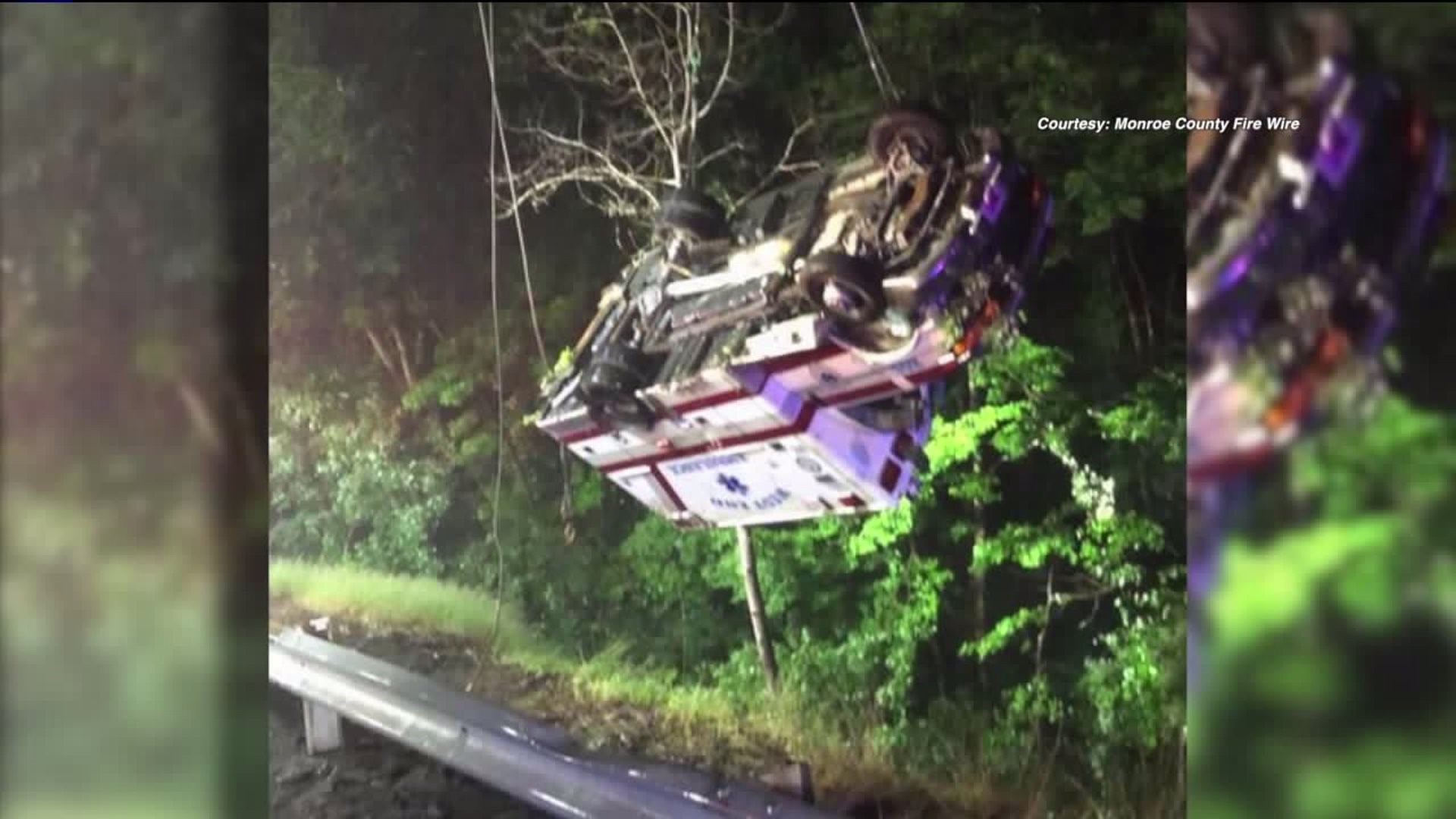Ambulance Rollover Crash in Monroe County