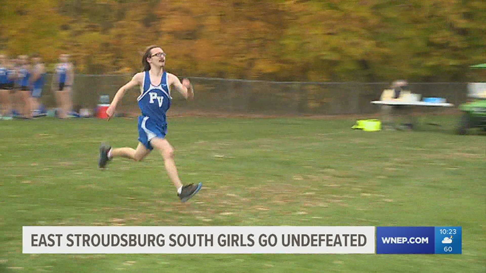 Pleasant Valley completes first undefeated in Girls Cross Country since 1974.