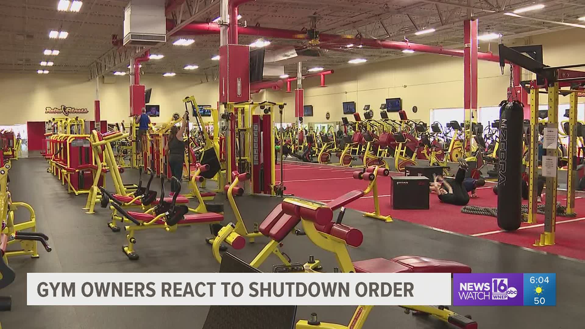 Gyms react to new shutdown order