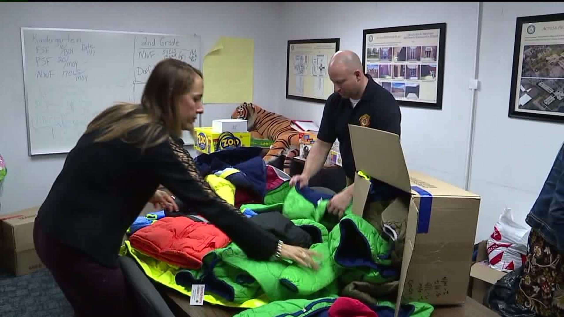 Firefighters, Police, Paramedics Give Warm Coats to Kindergartners