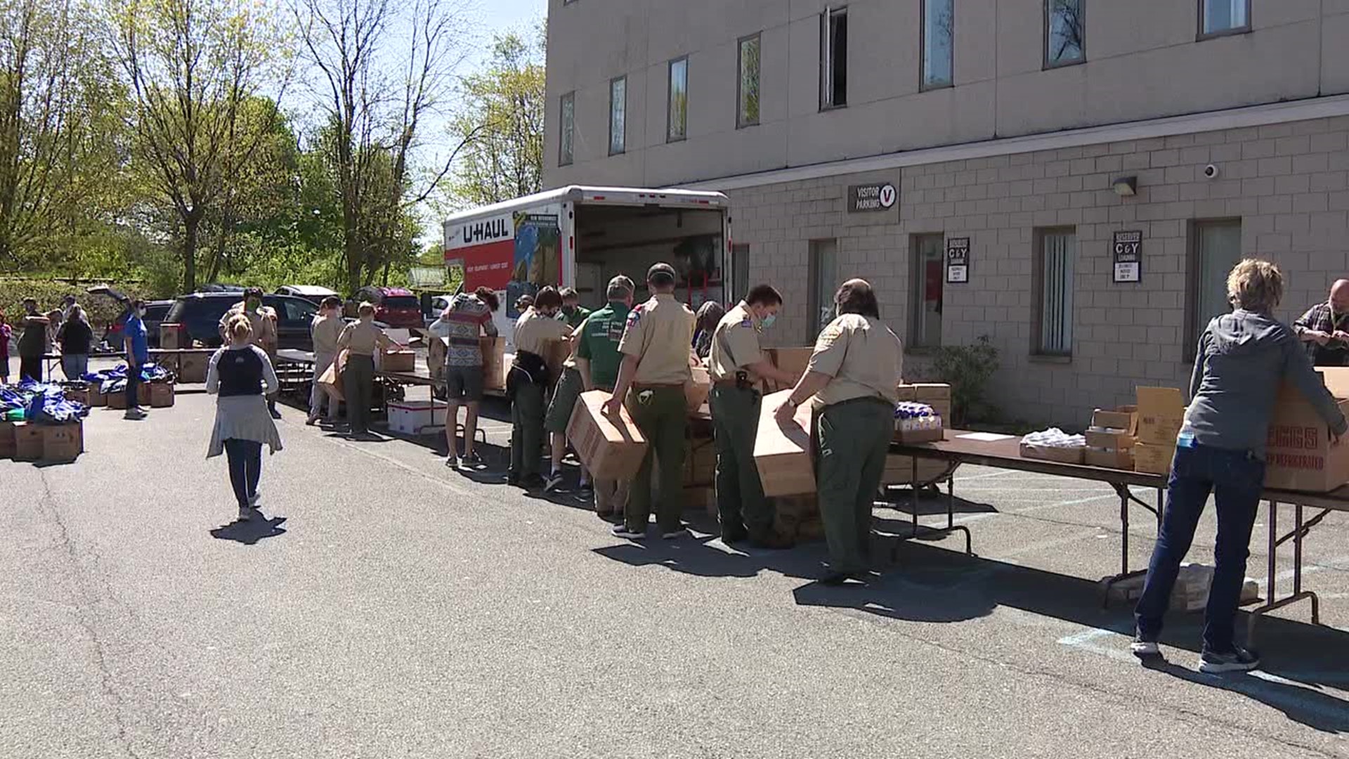 More than 60 scouts showed up from Union, Snyder and Northumberland Counties.  They packed and delivered boxes as part of their community service.