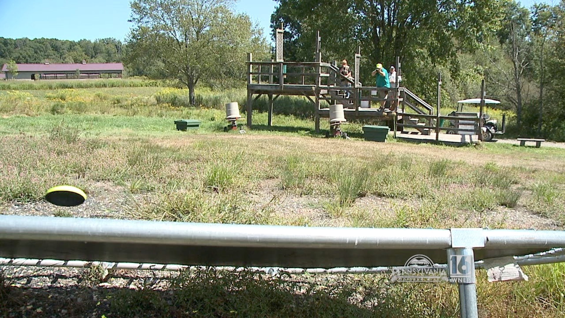 This sporting clays range uses a trampoline!