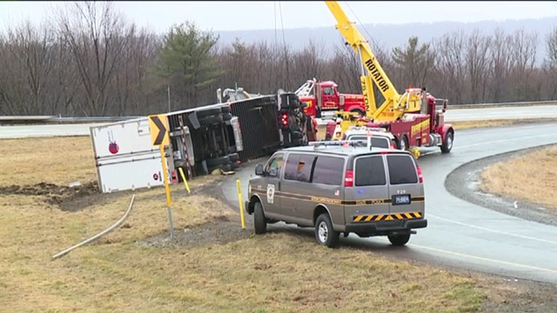 Highway Ramp Closed by Rig Rollover