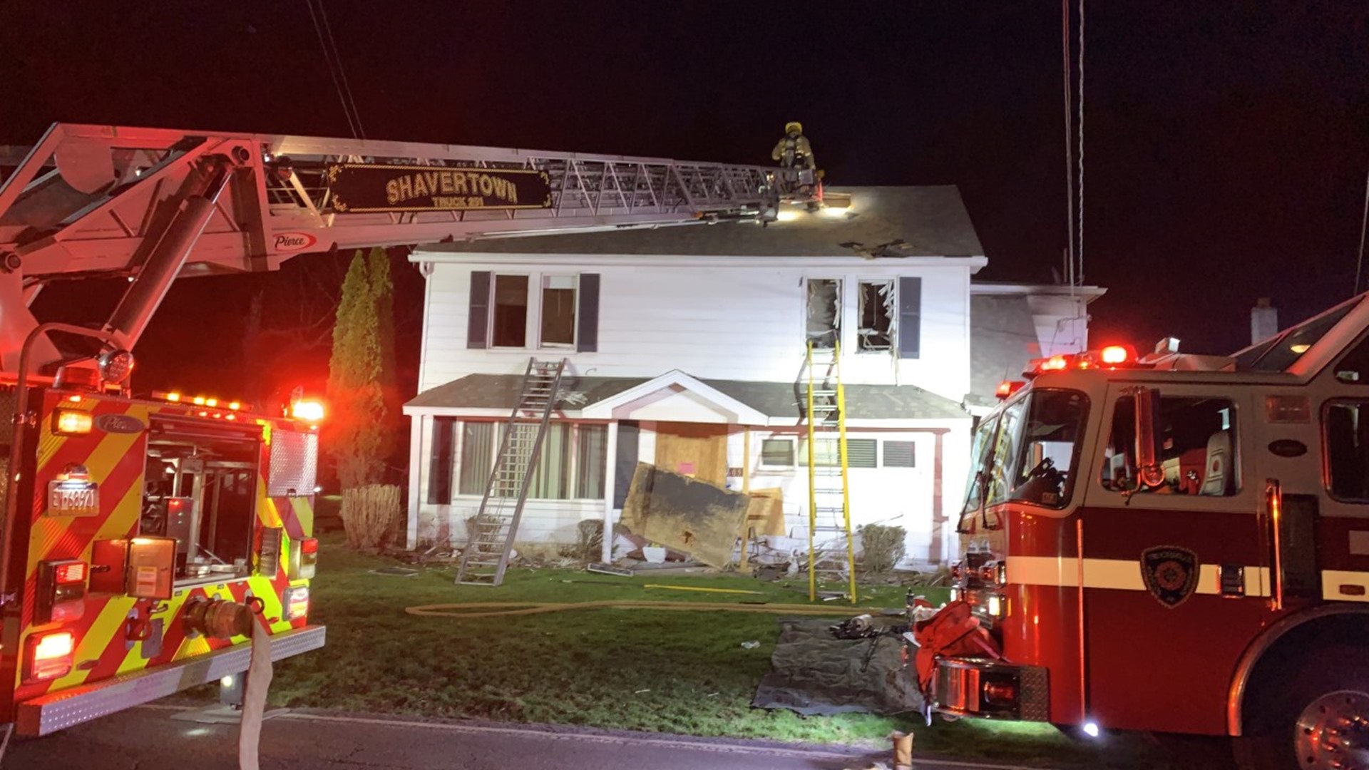 Flames broke out around 7:30 p.m. Saturday night along the 1600 block of West 8th Street in Kingston Township.