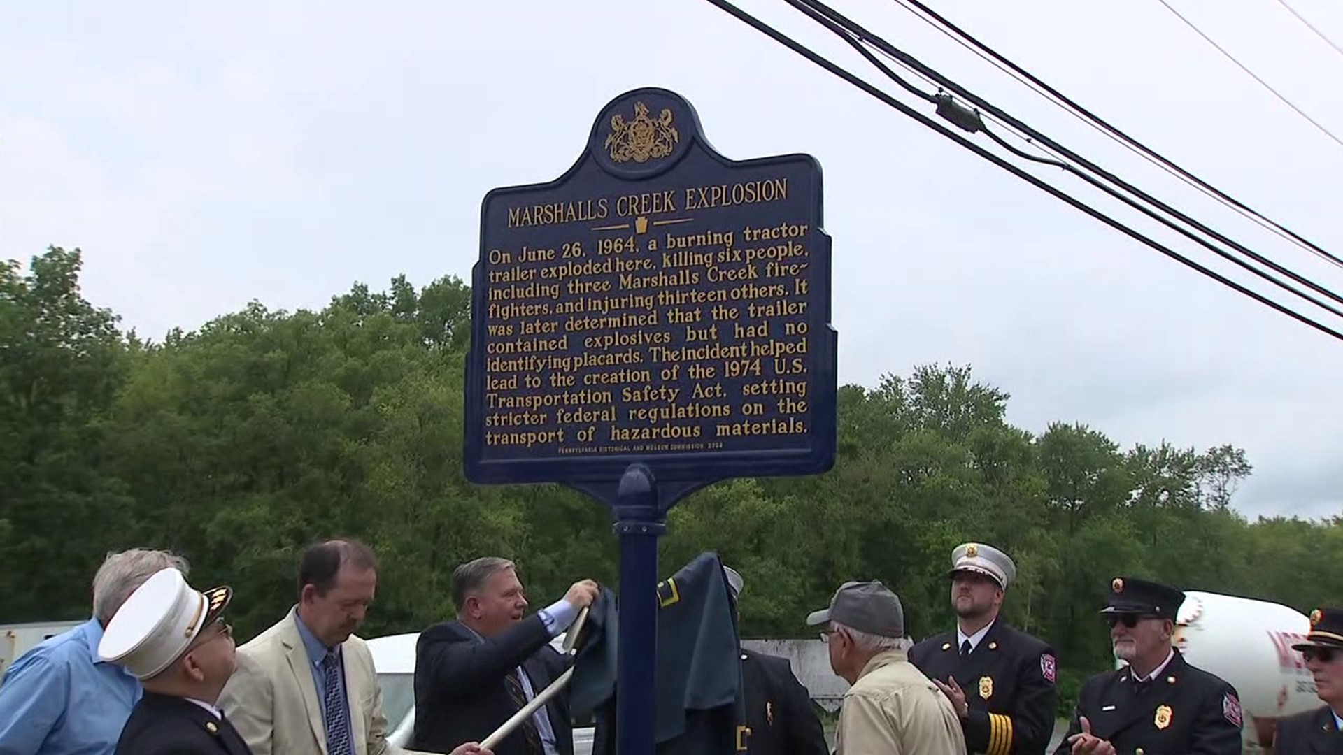 A historical marker honoring the Marshalls Creek explosion victims was unveiled in East Stroudsburg Monday.