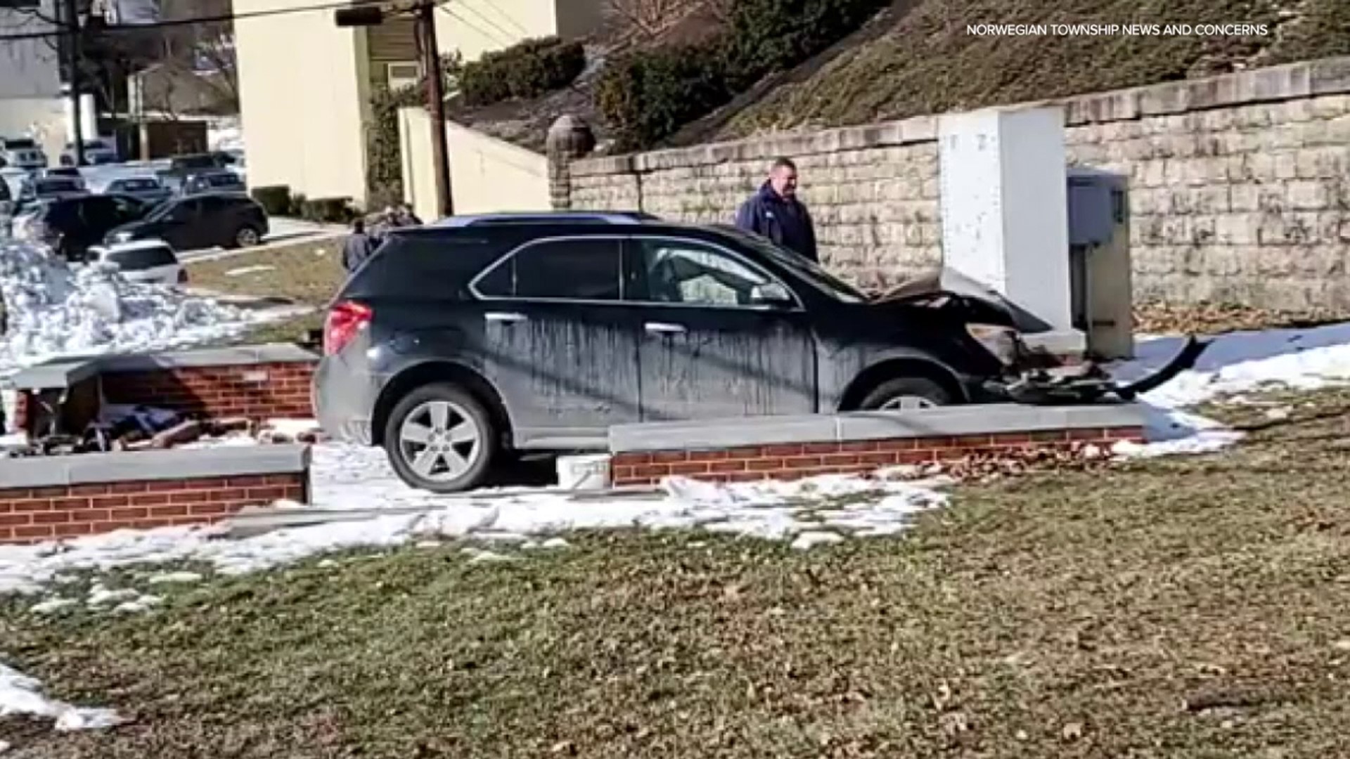 A monument outside the Schuylkill County Courthouse was damaged in a crash that happened Tuesday morning.