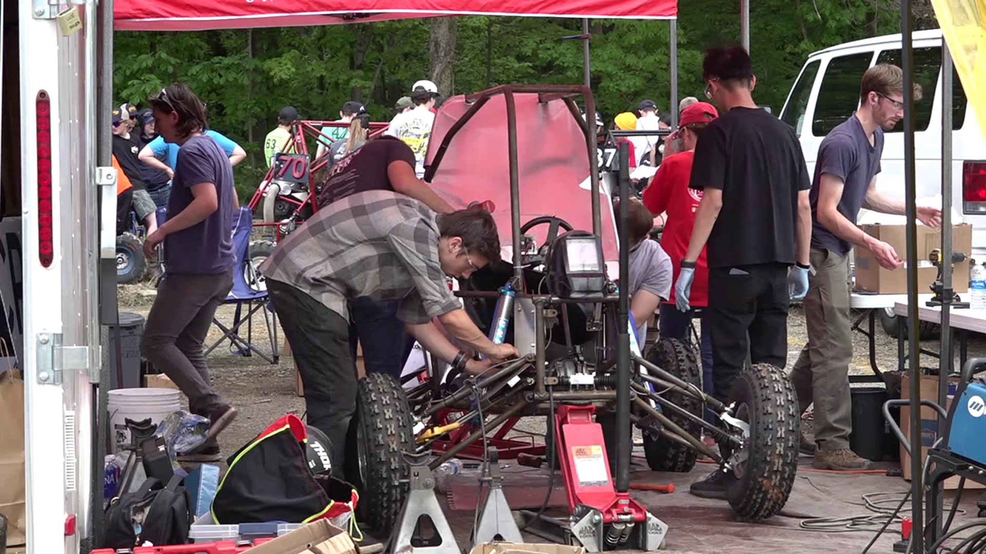 College students from around the world are in central Pennsylvania gearing up for this weekend's Baja SAE car competition.