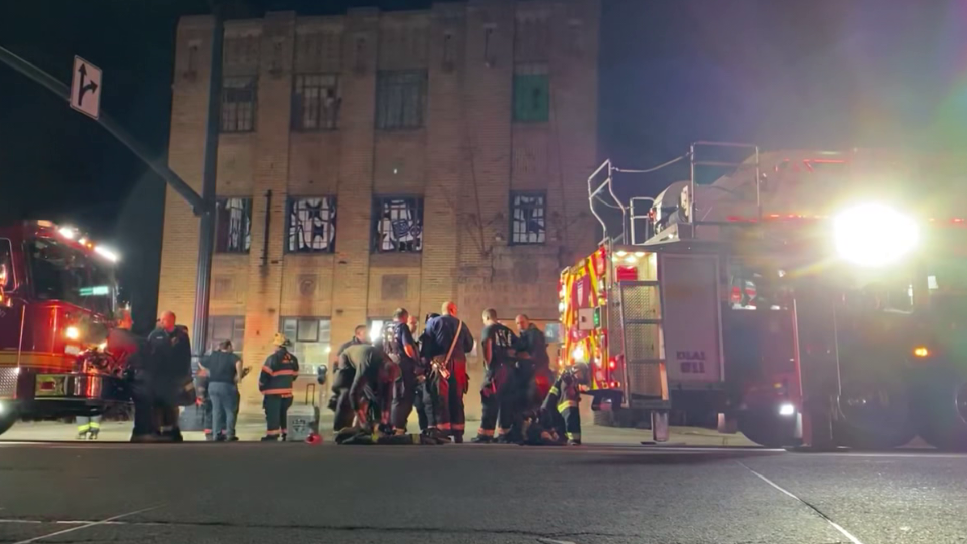 Flames broke out at the abandoned building just after 9:30 p.m.