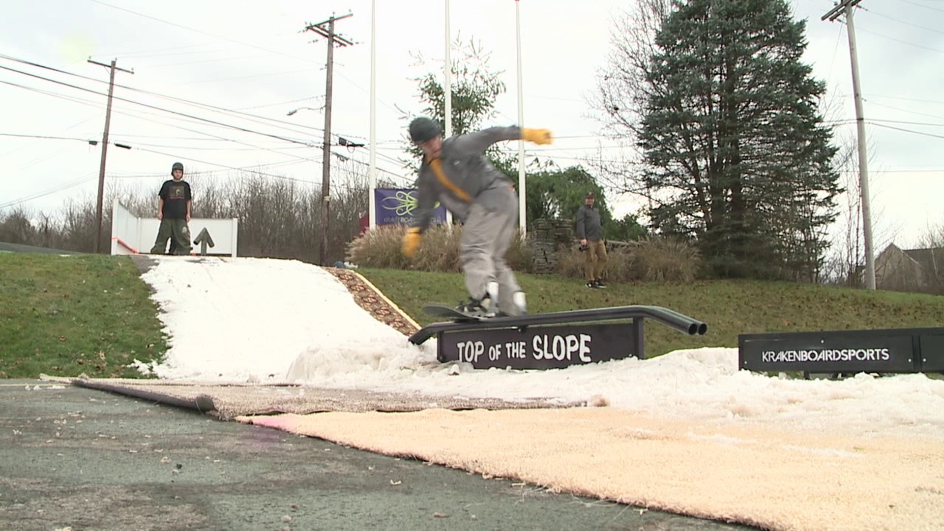 A group in Jenkins Township got a jump on snowboarding season Saturday afternoon.