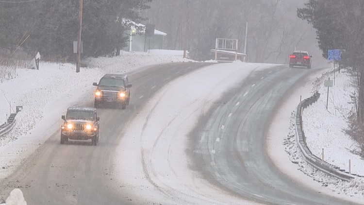 Snowy roads in Wayne County