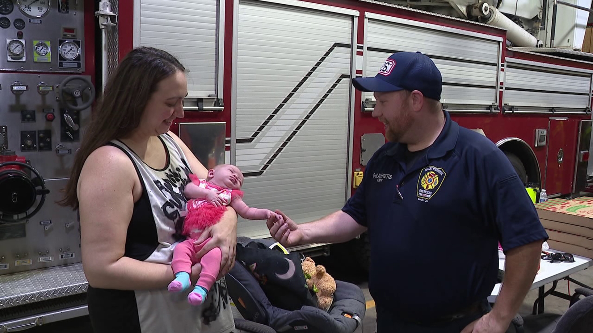 Some first responders from Luzerne County got a hearty thank-you tonight from a couple in Sugarloaf and the newest member of their family