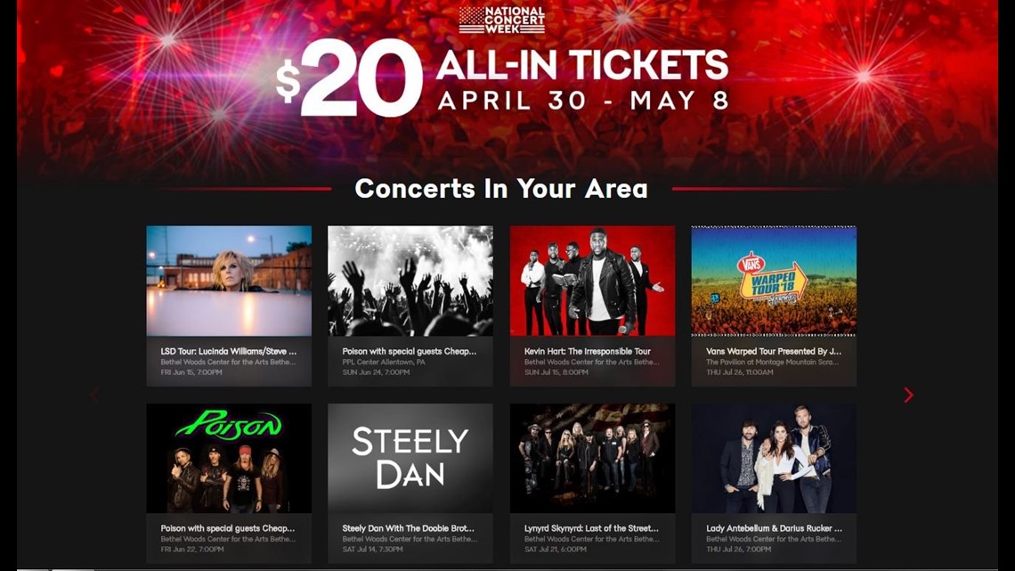 Live Nation Offers 20 Allin Summer Concert Tickets, Includes Nearby