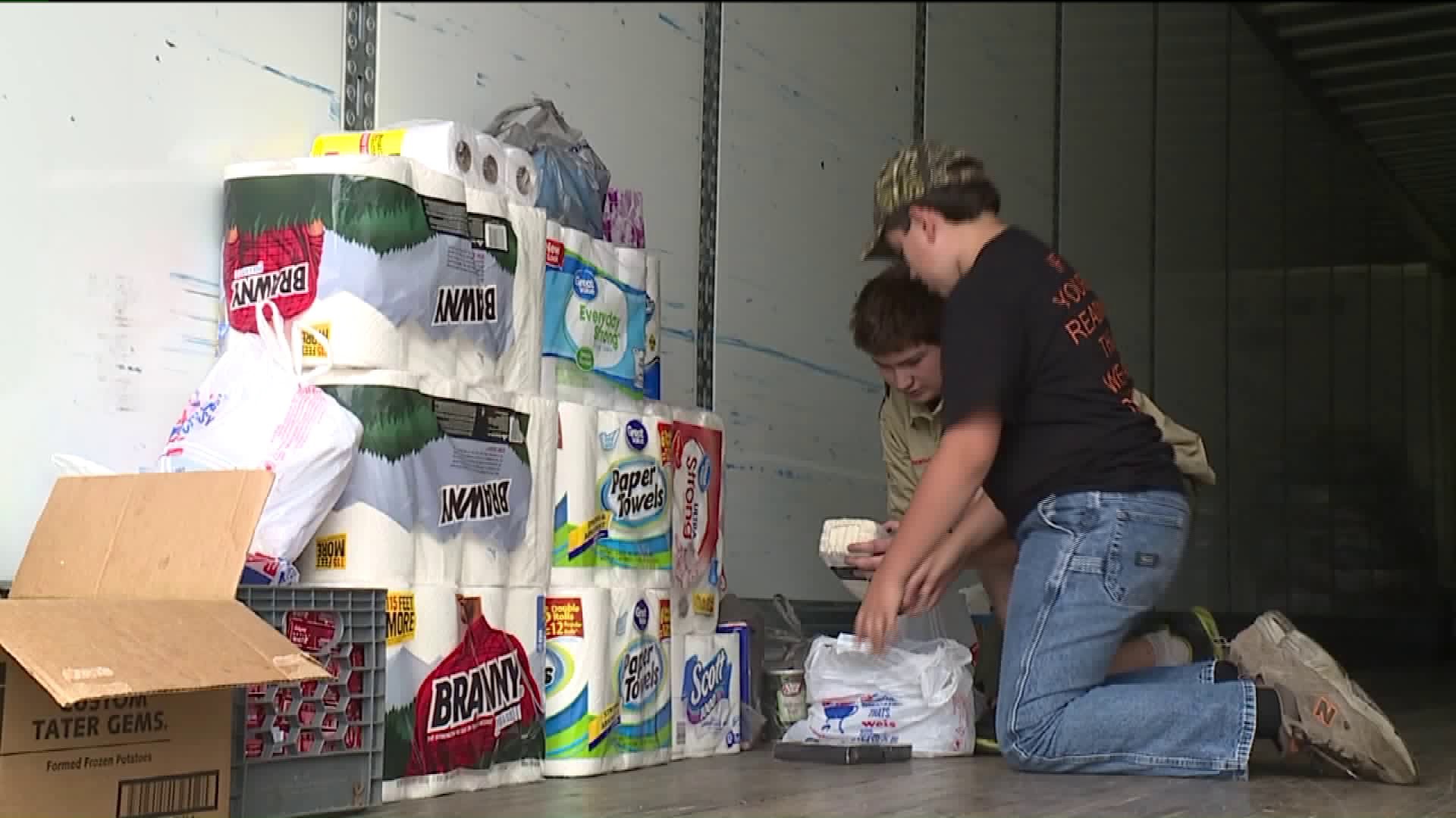 Tractor Trailers Full of Supplies Heading to Texas from Wyoming County