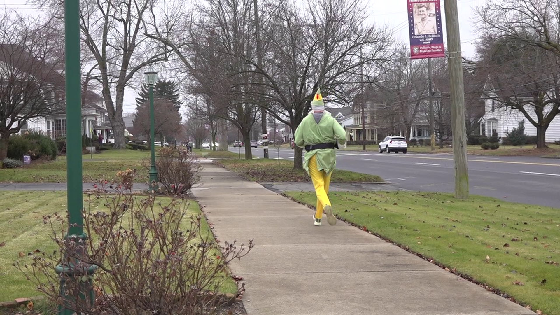 Paul Orzel of West Wyoming helped to spread Christmas cheer by dressing up as Buddy the Elf while going for a run on Sunday.