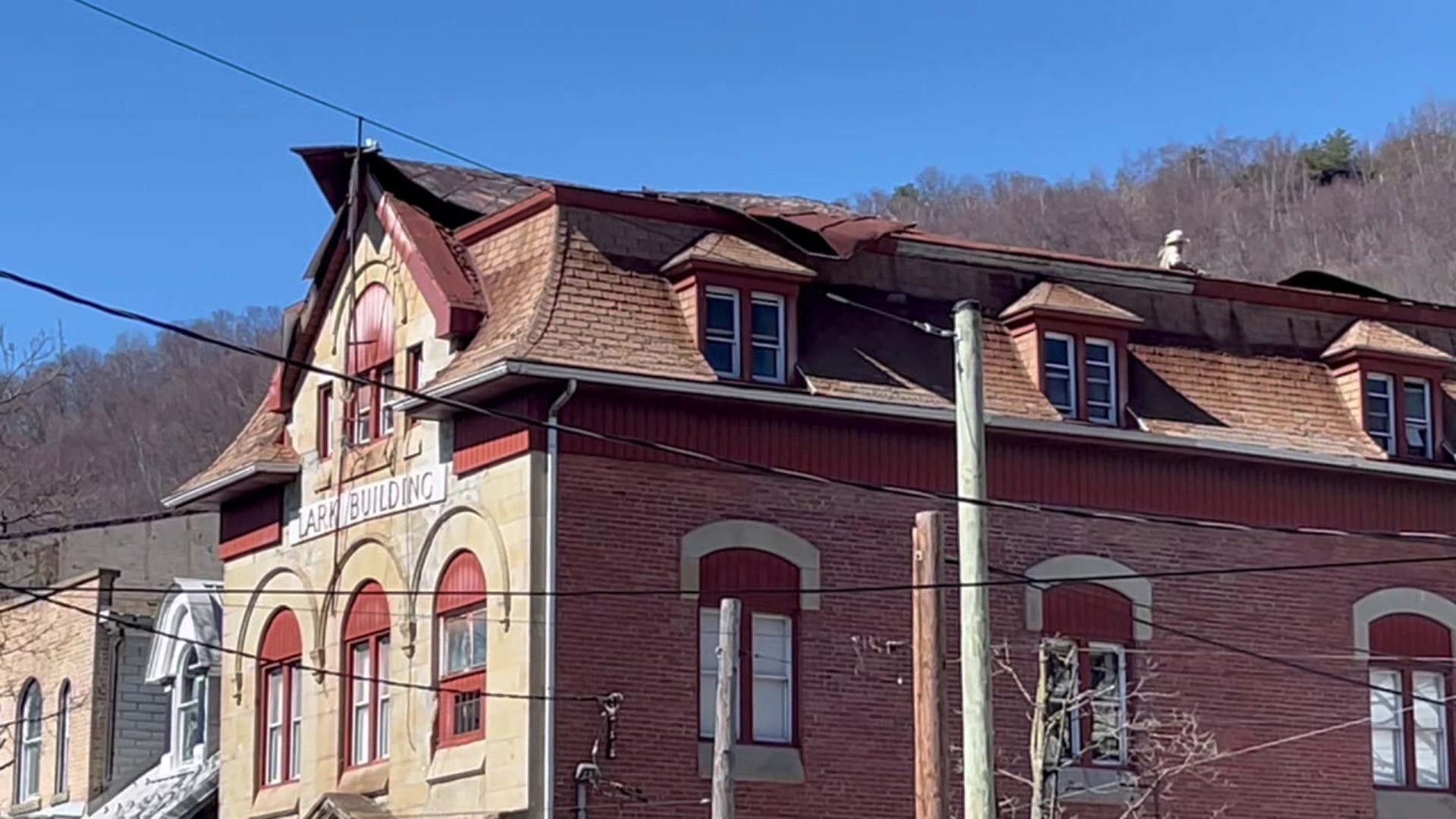 High winds blew the roof off of a building along East Sunbury Street in Shamokin Monday afternoon.