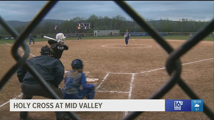 Holy Cross With The 5-3 Win Over Mid Valley In High-School Softball