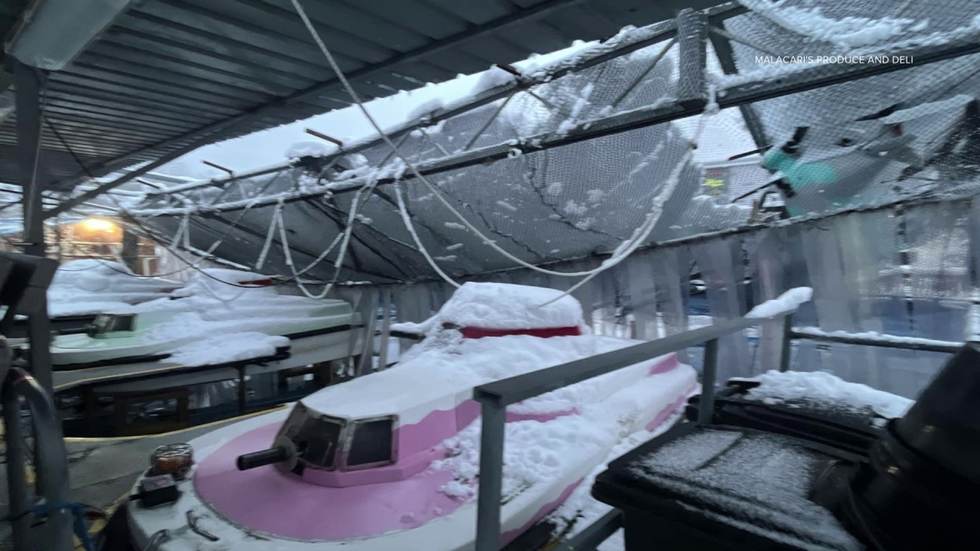 Malacari's Boat Tag attraction, which opened back in August, suffered severe damage from the winter storm.