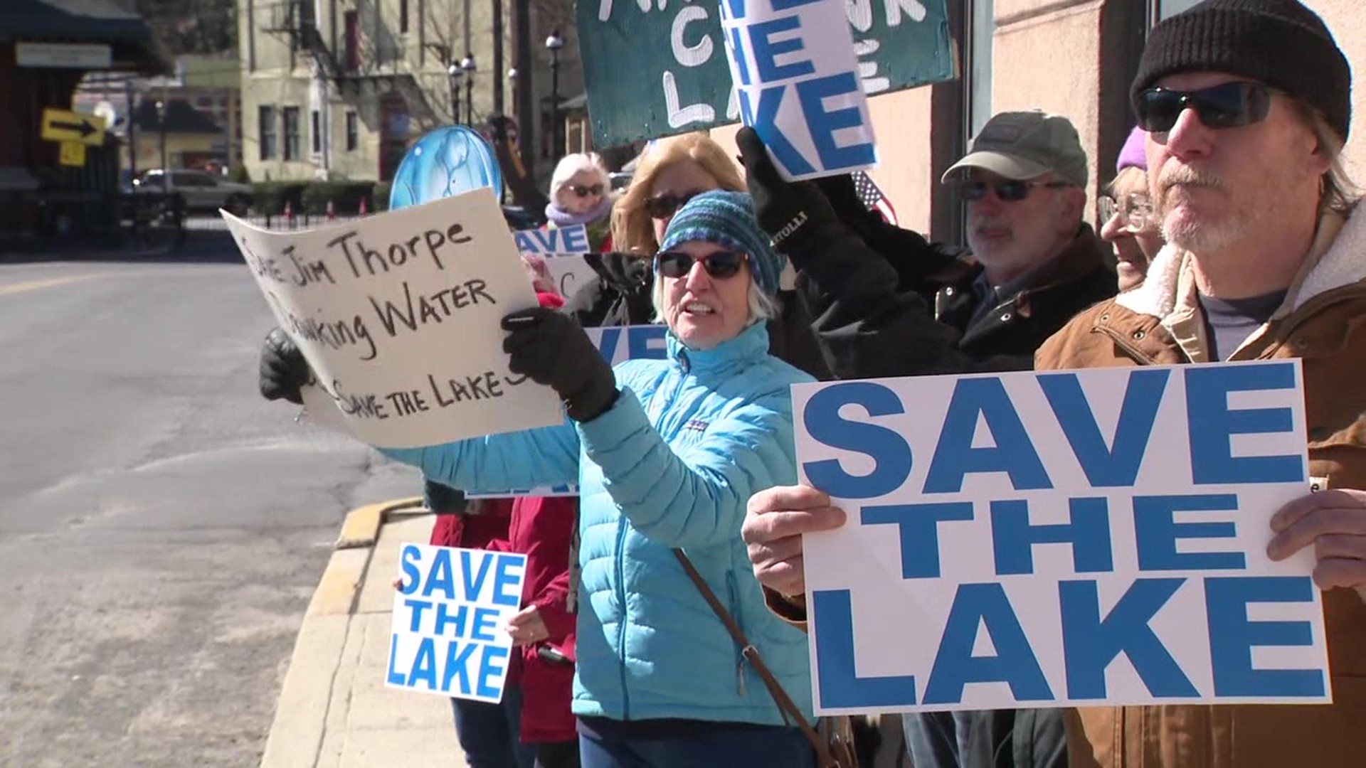 Protest against zoning change septic plan for Mauch Chunk Lake