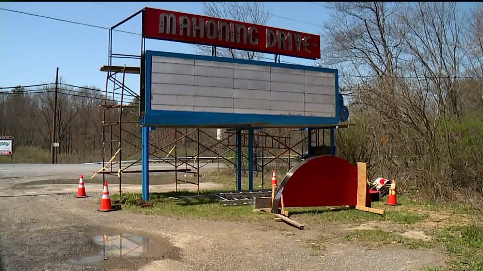 Repairing Iconic Marquee at Carbon County Drive-In