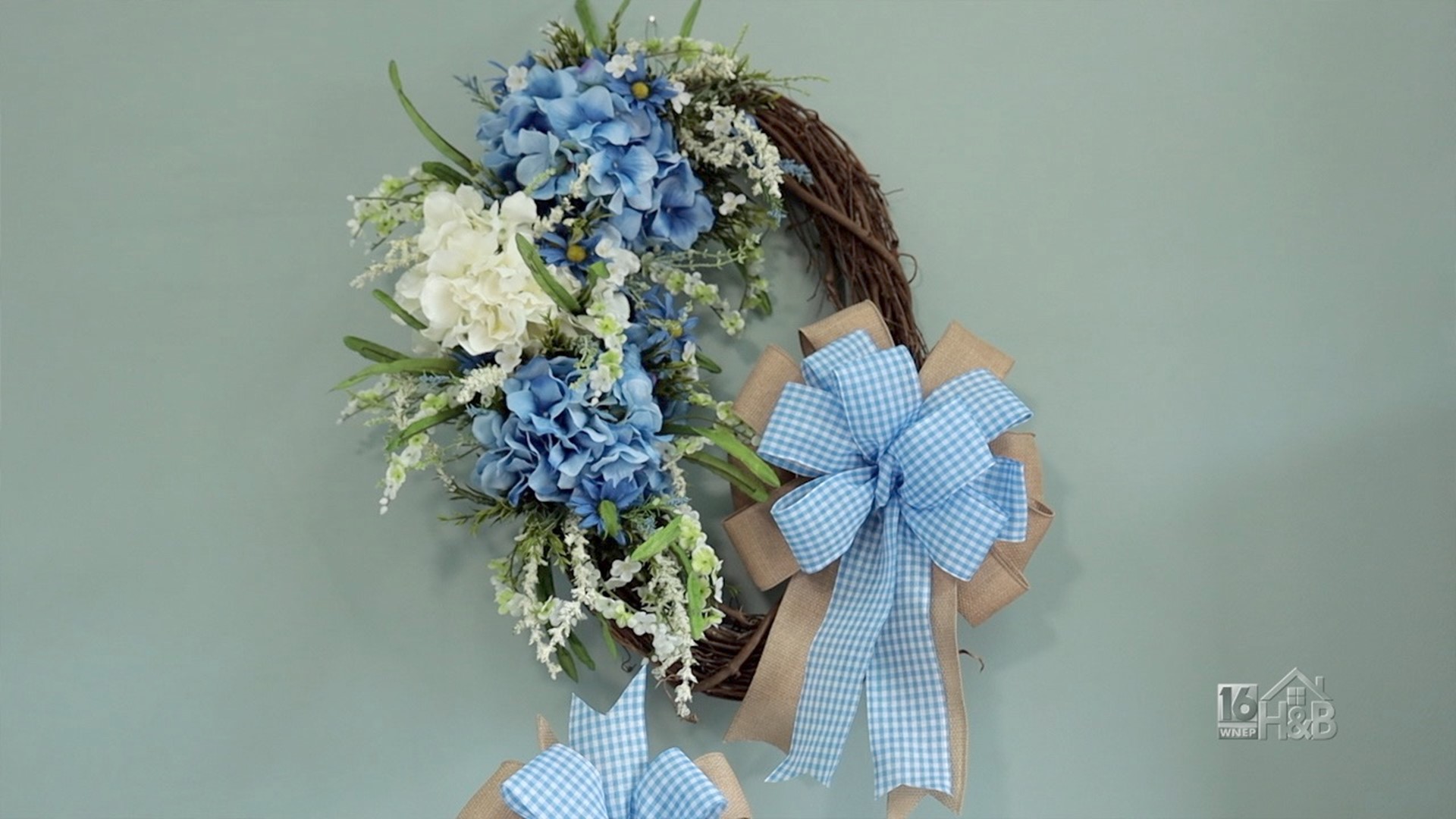 Blue And White Hydrangea Decorative Wreath