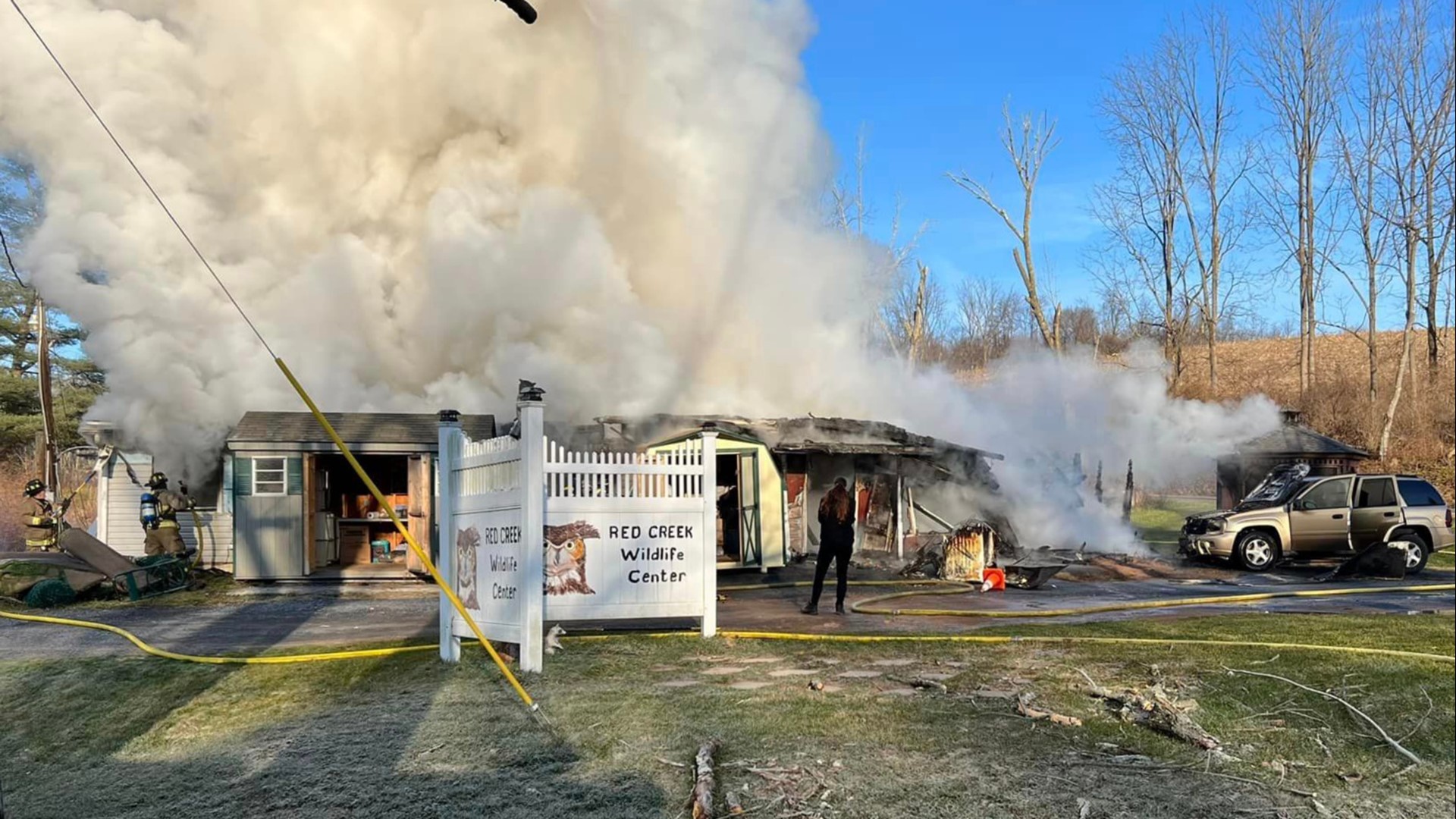 Firefighters were called out to the Red Creek Wildlife Center near Schuylkill Haven on Monday morning.