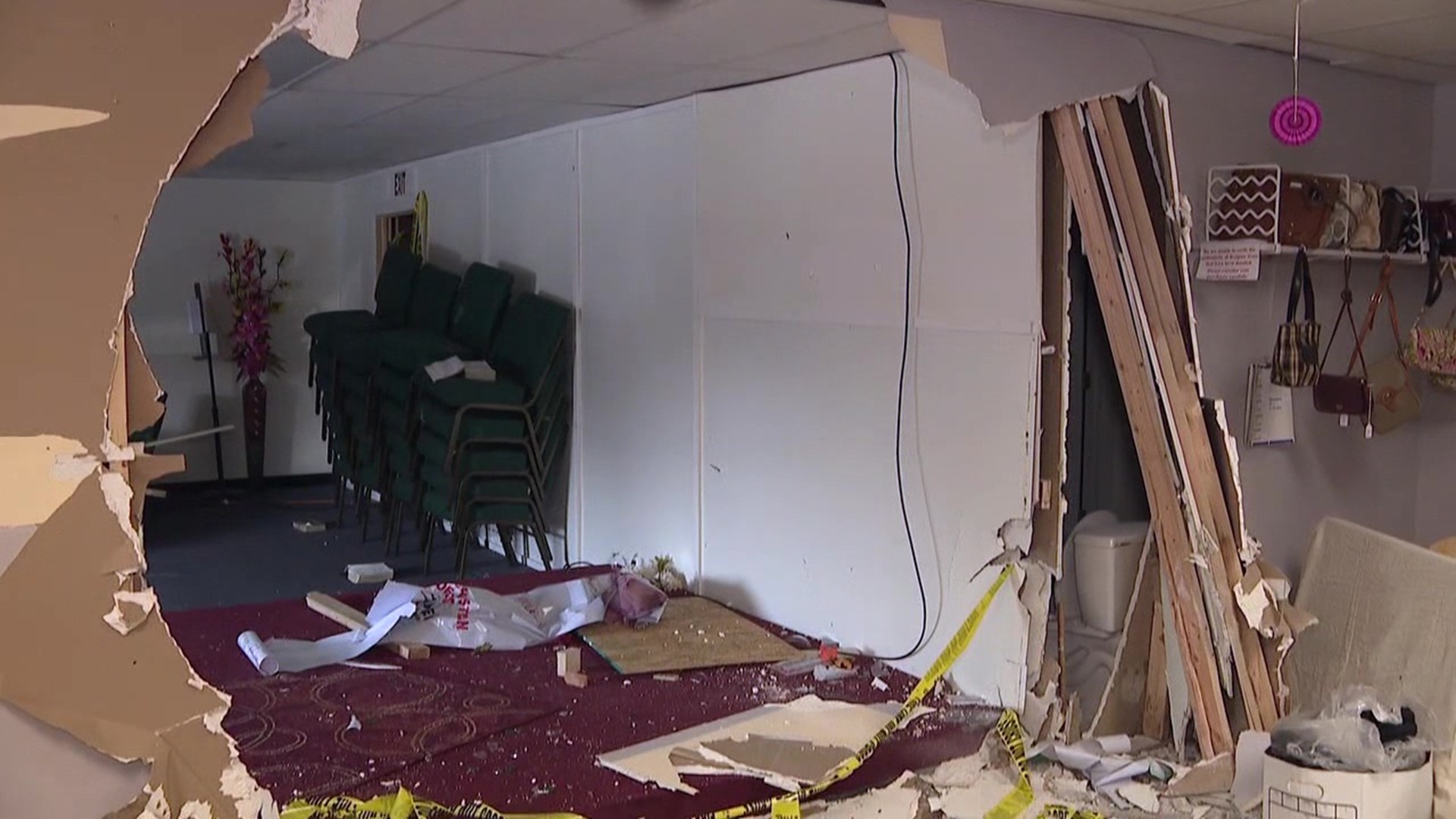 A big mess was left behind after a car crashed into a building in the Poconos. The place helps women in crisis and now the organization needs help.